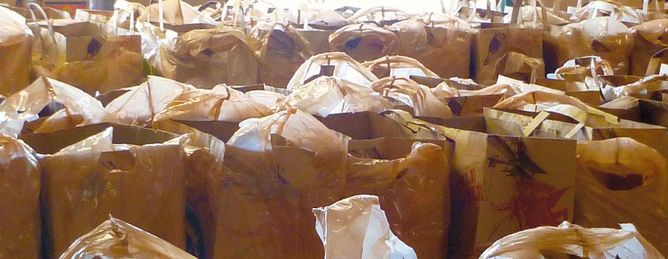 bags of donated food