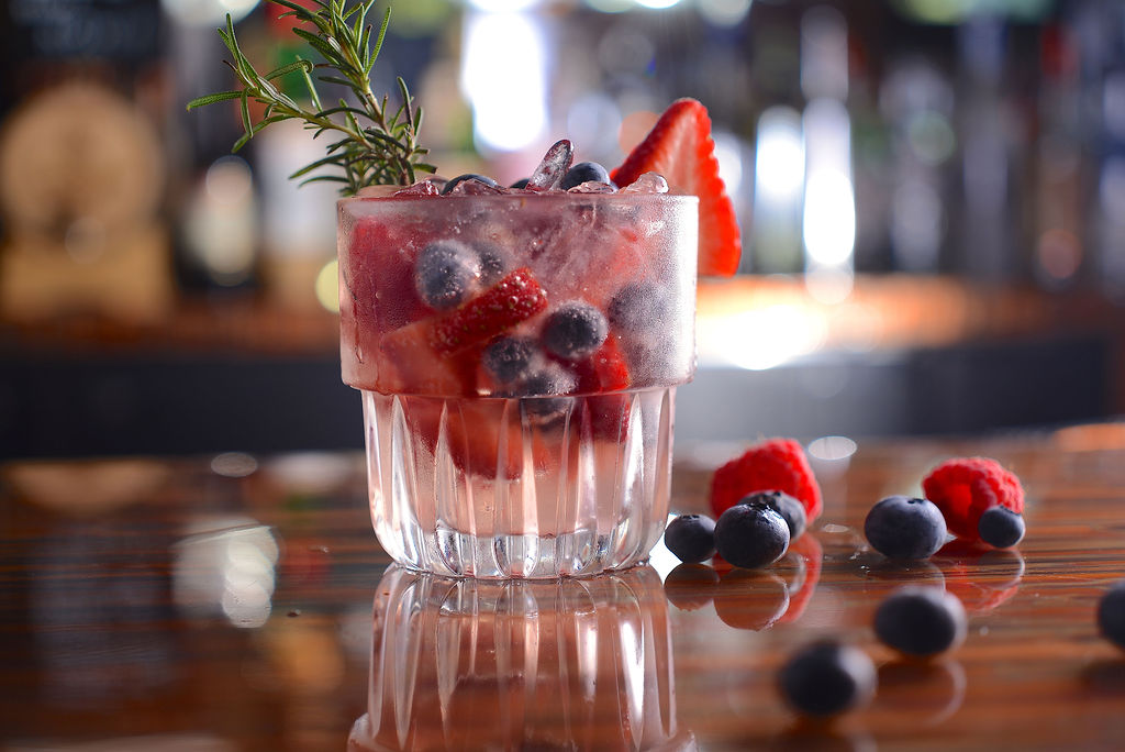 local berries in a mocktail at 1901 speakeasy