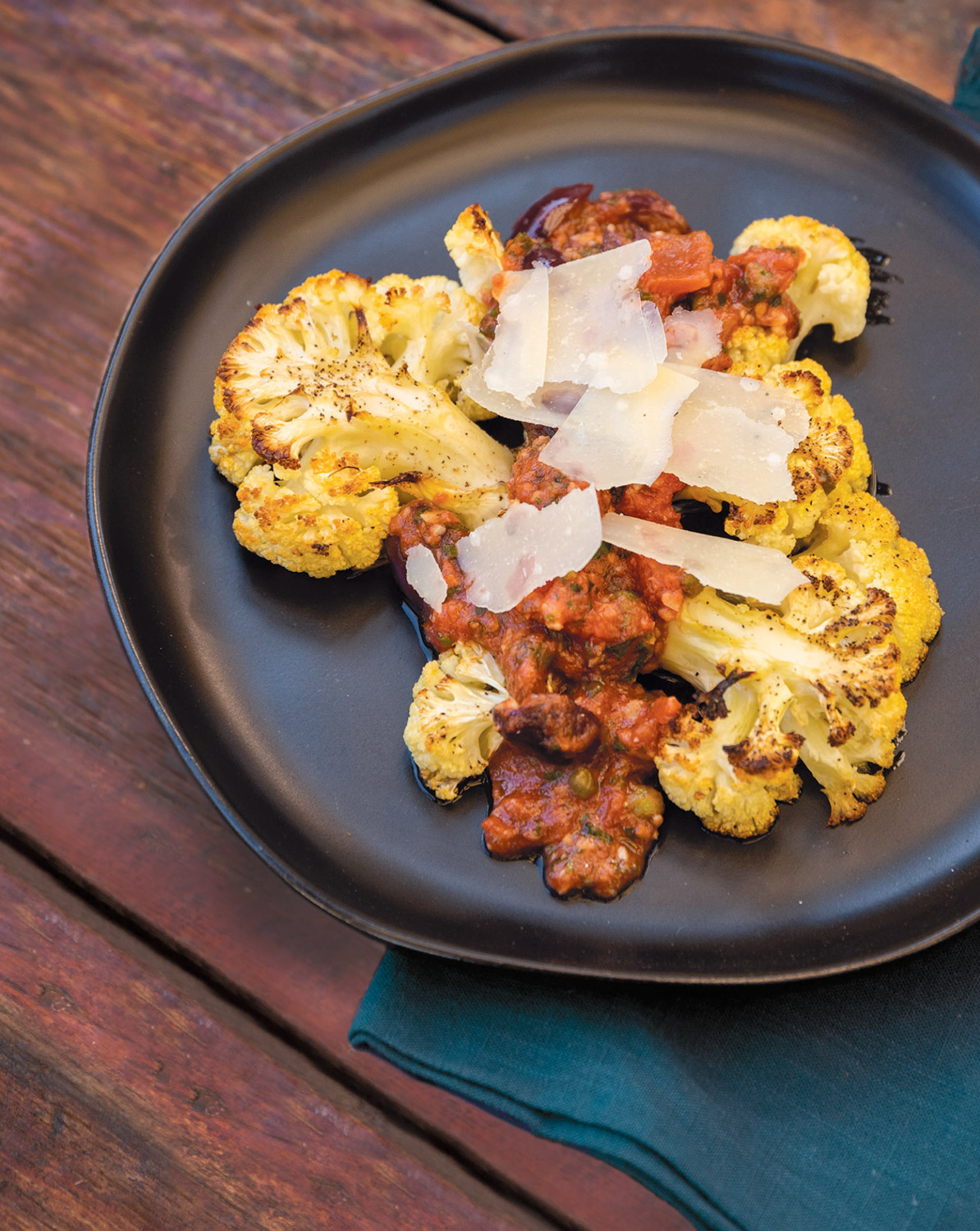 Roasted Cauliflower Steak With Spicy Tomato Caper Sauce Edible Ojai And Ventura County