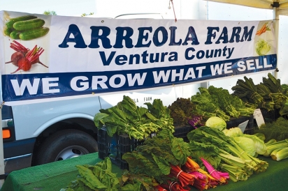 This banner at the Thousand Oaks Thursday afternoon farmers’ market shows language resulting from Assembly Bill 1871.